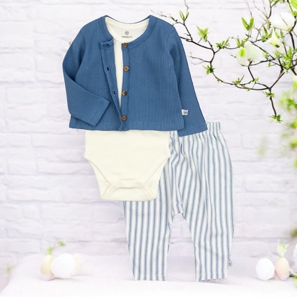 🆕 3-PIECE MATCHING OUTFIT BY THE HONEST COMPANY, SIZE - 6-9 MONTHS!